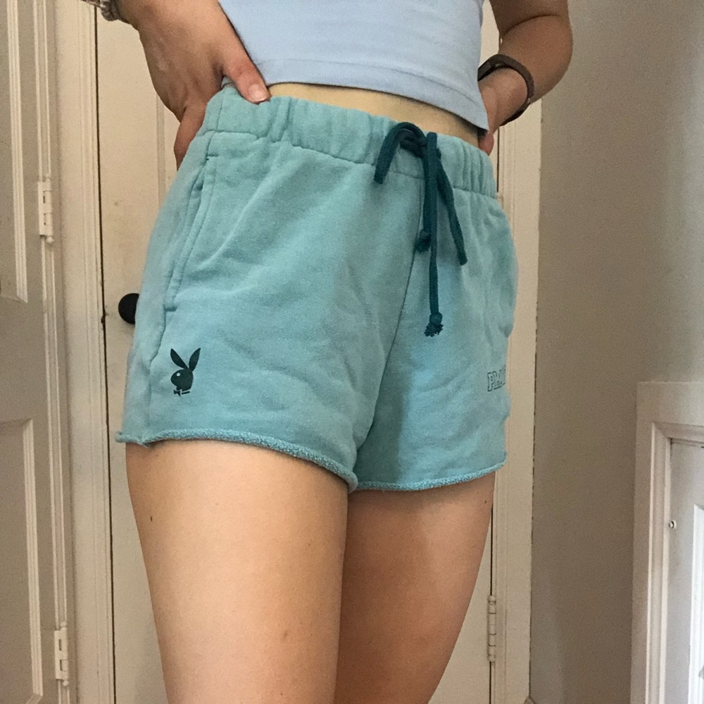Teal Playboy Sweat Shorts